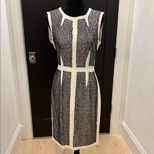 BCBGMaxAzria Black and White Patterned Midi Dress